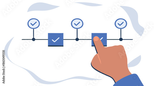 Person completing checklist with satisfied hand gesture