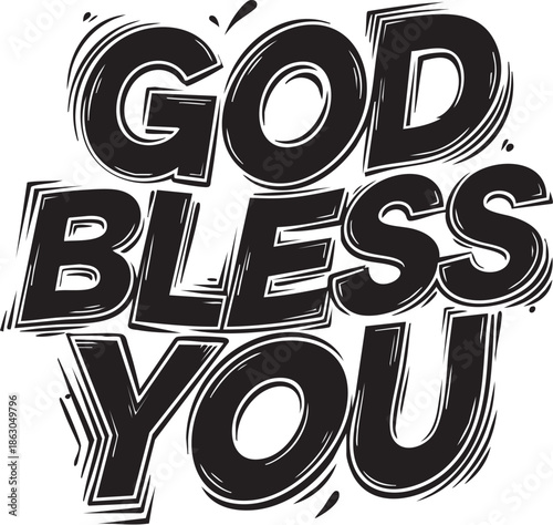 Elegant typography illustration of GOD BLESS YOU text, evoking blessings and goodwill 