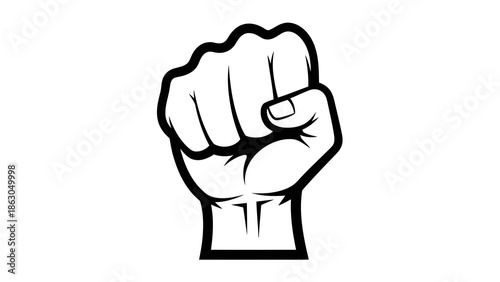 Clenched fist illustration on white background