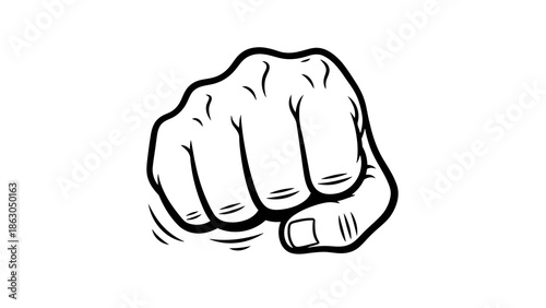 Clenched fist illustration on white background