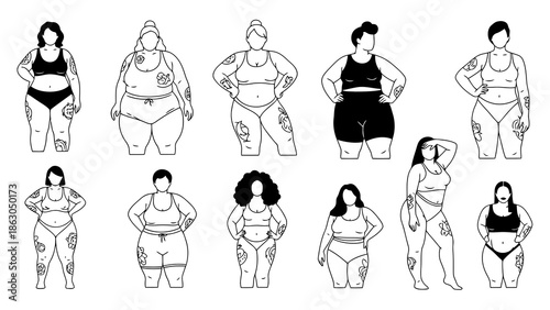 Diverse women illustration collection with different body types