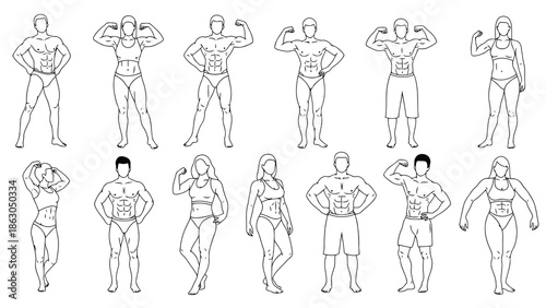 Collection of various human body types in different poses