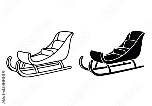 Two rocking chairs with ergonomic design and contrasting colors side by side illustration