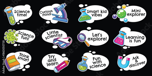 Hand drawn science sticker element vector illustration