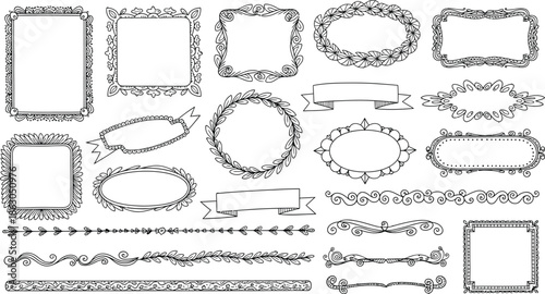 Collection of various ornate picture frame borders and decorative elements