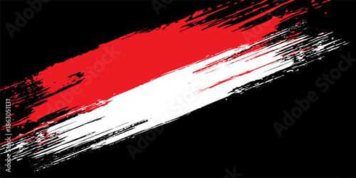Creative Indonesia country grungy brush flag for independence day