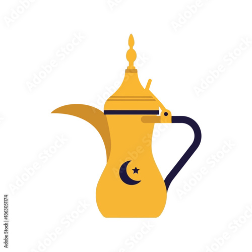 Elegant Islamic Coffee Pot Vector Design for Ramadan Celebration