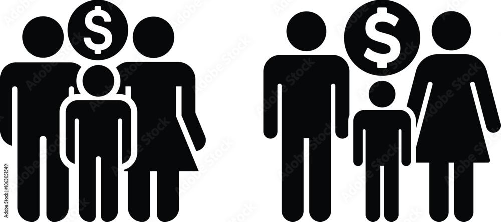 custom made wallpaper toronto digitalFamily Finance and Budgeting Concept with Minimalist Silhouette Icons