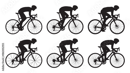 Cyclist Riding Bike Silhouette Motion Sequence
