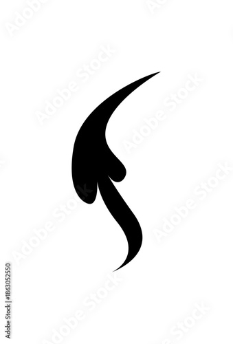 Decorative Black Abstract Curving Flourish on Isolated White Background