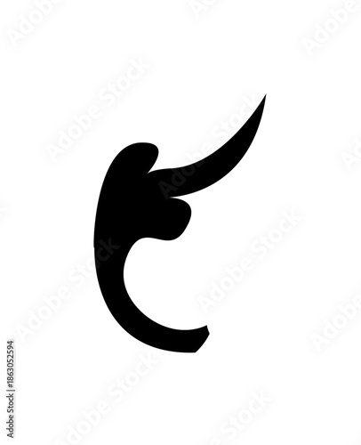 Bold Black Ornate Flourish Design Element on Isolated White Background