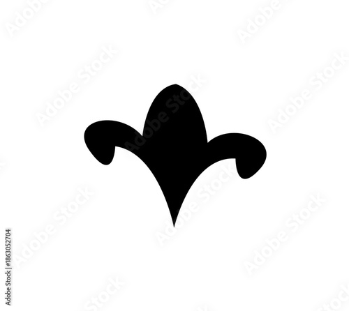 Classic Stylized Fleur-de-lis Inspired Floral Emblem, isolated white background
