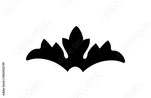 Traditional Symmetrical Floral Crown Border Ornament, isolated white background