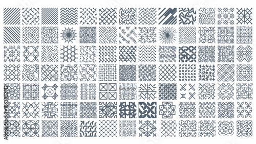 Collection of minimal geometric patterns offering versatile design elements for diverse creative projects