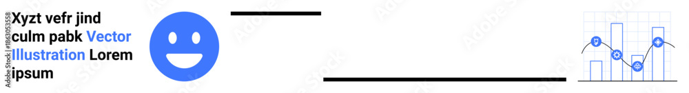 Fototapeta premium User feedback, data visualization, customer satisfaction, analytics, business monitoring, performance tracking. happy face linked to bar and line graphs. Data visualization and user feedback concept