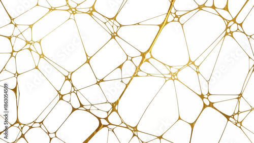 Elegant Golden Interconnected Neural Network Abstract Design on White Background