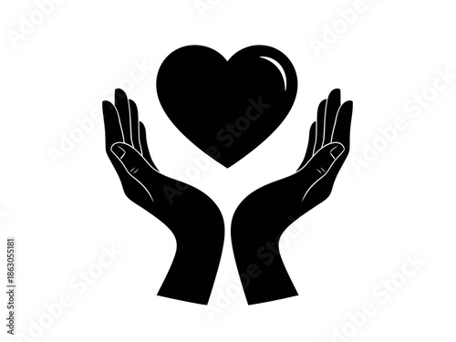 A pair of hands cradling a heart symbolizing love and care