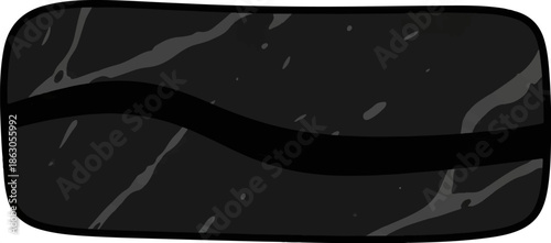 Dark, curved object with textured surface and a central dark band