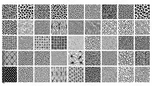 Set of abstract monochrome seamless patterns with different animalistic motifs