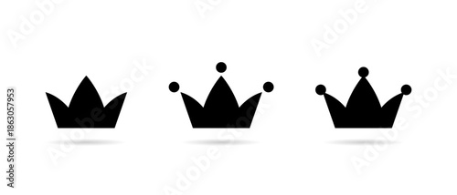 Crown icon set isolated on white background. Royalty, premium, and leadership symbol
