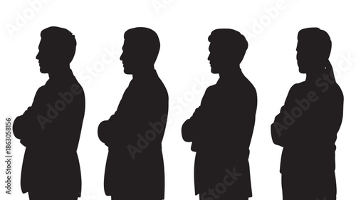 Business People Silhouettes Standing in Row
