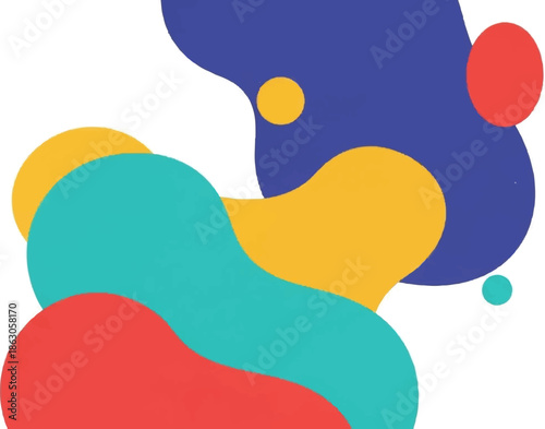 Abstract shapes with fluid-like forms in vibrant, contrasting colors