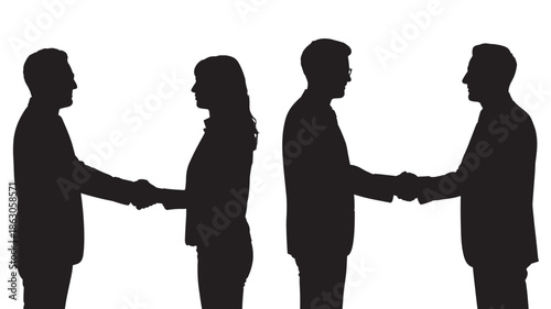 Business People Shaking Hands Silhouette
