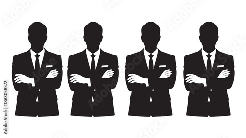 Businessmen Standing Silhouettes in Suits