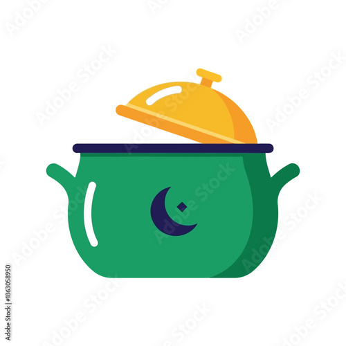 Colorful Cooking Pot Vector with Lid and Unique Design
