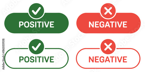 positive negative checkmark label icon set