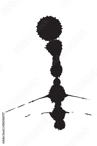 Abstract Black Ink Drop Shapes with Texture on White Background
