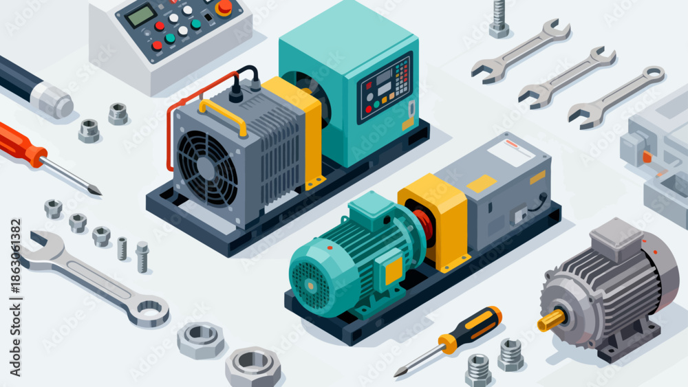 Obraz premium Industrial machinery and tools