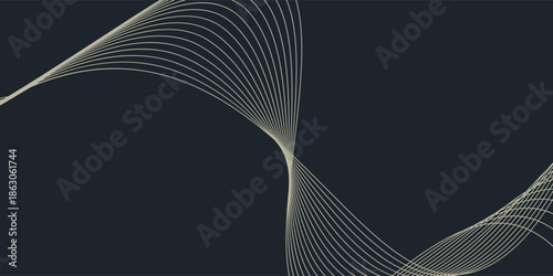 Abstract geometric vector curve lines shape in premium gold color isolated on transtransparent background. Dinamic flowing gold gradient wave pattern. Vector llustration