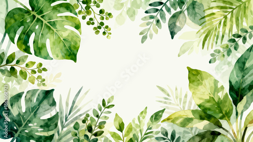 Watercolor botanical leaf arrangement