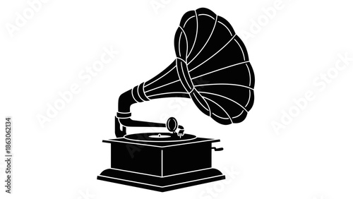 Vintage gramophone playing music