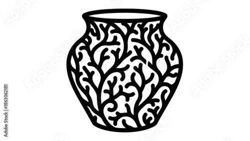 Beautiful decorative vase with intricate branch pattern