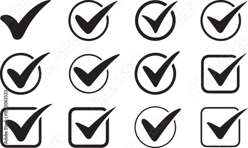 A collection of checkmark icons on a white background