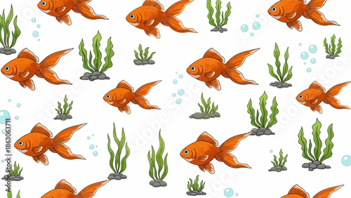 Goldfish Swimming in Patterned Formation.