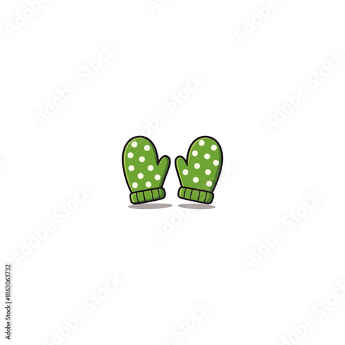 Green Oven Mittens Pair icon flat vector design