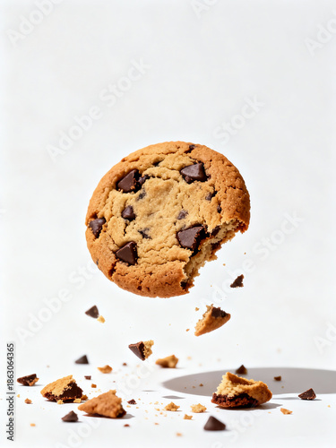 Floating Chocolate Chip Cookie with Crumbs