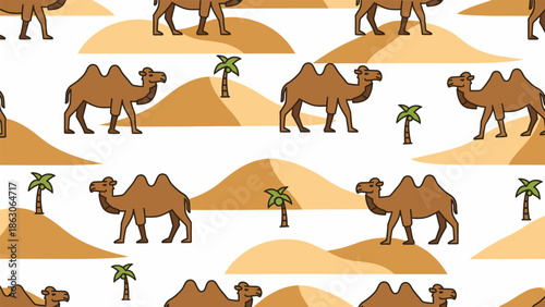 Camel Silhouette Illustration Pattern.