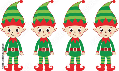 Christmas Elf Illustration. Festive Christmas Elf Character. Cute Christmas Elf Design. Holiday Christmas Elf Illustration. Funny Christmas Elf Character. Winter Holiday Christmas Elf