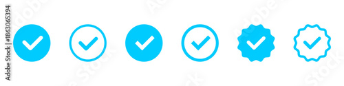 Collection of blue checkmark icons and verified badges