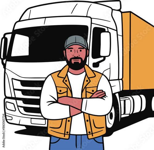 Professional Truck Driver with Semi-Truck