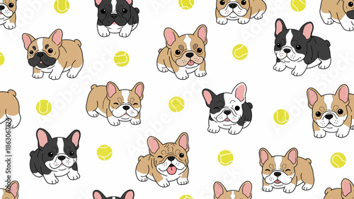 Corgi Dogs Pattern Cartoon Illustration.