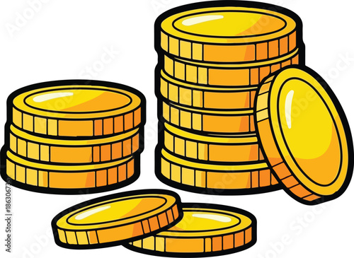 Money finance stacking coins icon set vector.eps