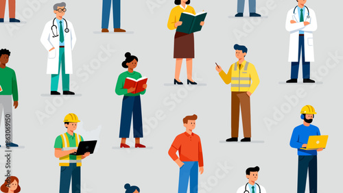Diverse professions in illustrated form