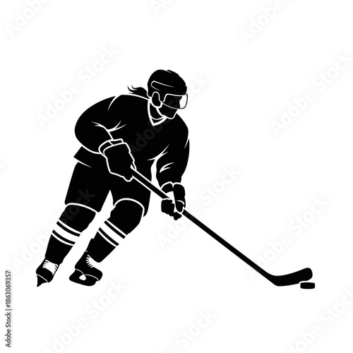 Hockey player in action skating fast.