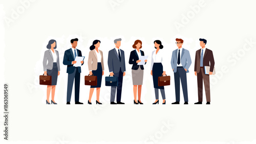 Business professionals in a line