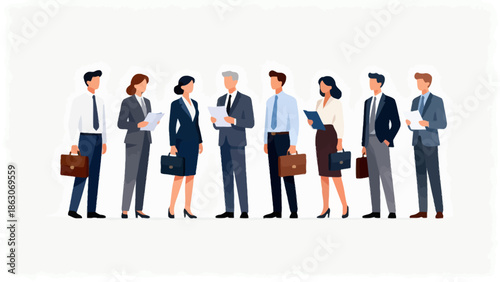 Business people in suits with briefcases